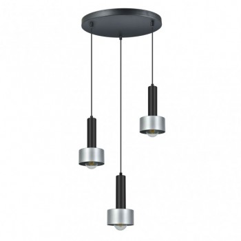 Distribuidor - Lâmpadas Diversas | Lâmpadas Modernas | LÁMPARA ALLENDE 3XE27 NEGRO/PLATA REGX35X35 CM Ref: 153883076